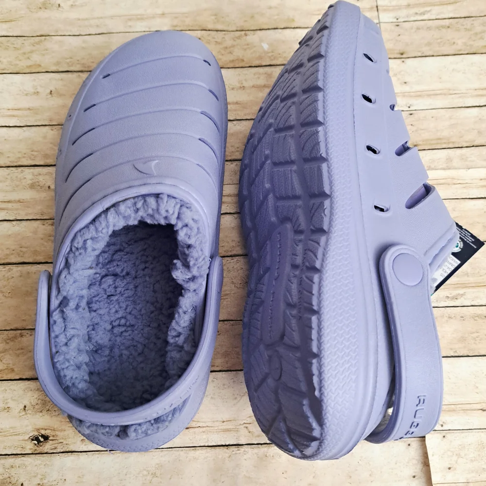 Rugged Shark Unisex Toddler Big Kids Lavender Slippers with Soft Lining